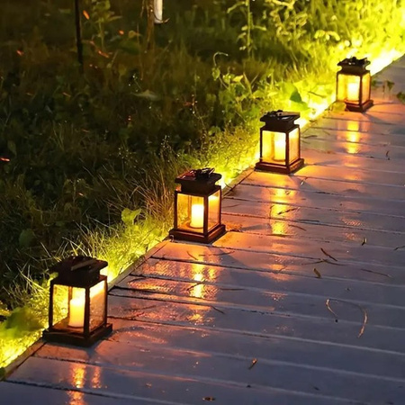 Peach Forest Solar Kerzen Laterne Schwarz Wasserdichte Hängelampe für Garten und Terrasse