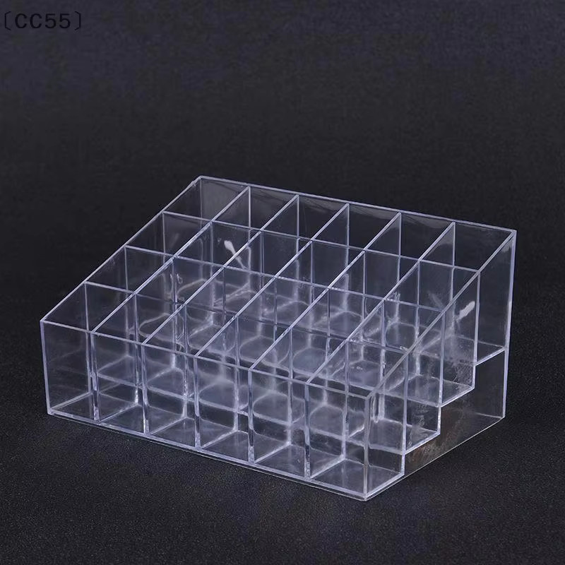ieniaCC55 Sigur24 Kosmetik-Organizer aus klarem Acryl mit 24 Fächern für Lippenstifte und Make-up-Pinsel, transparent/weiß, B/T/H: 14 x 14 x 14 cm - Bild 3