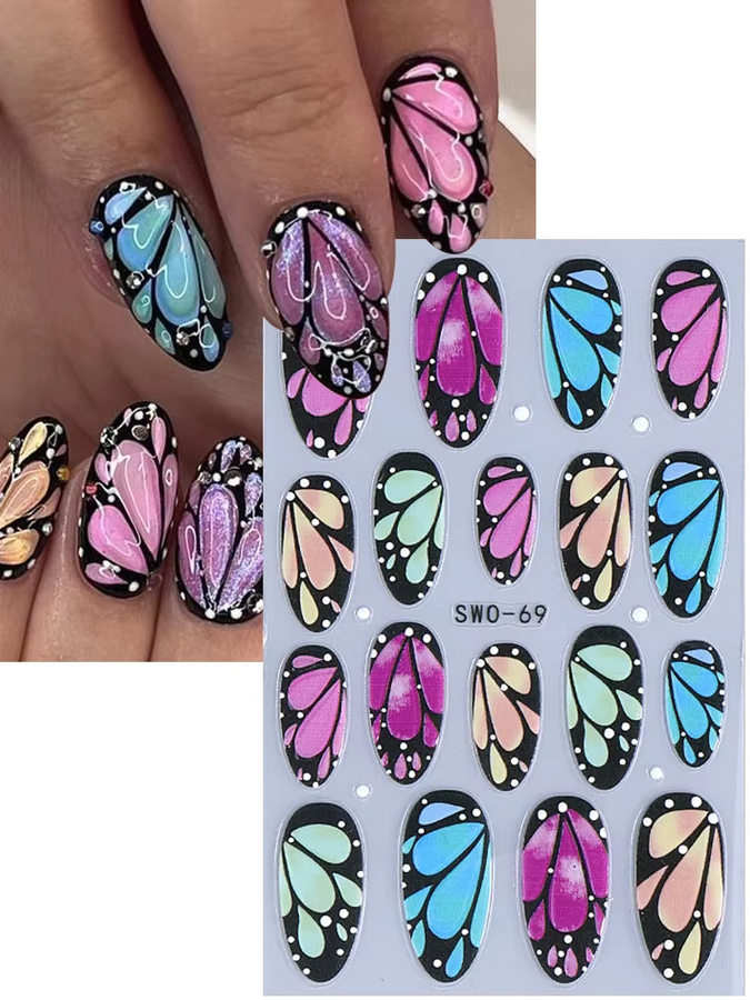 SWEET TREND Nagelaufkleber 3D Wings Designs, Schmetterling und Lilienblätter - Bild 3