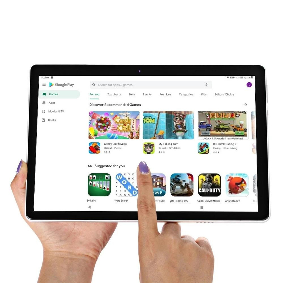 Tablet PC BDF mit 10,1 Zoll Display, Android 12, MediaTek Octa Core, 8GB RAM, 64GB Speicher, 4G LTE, GPS und Wi-Fi, Farbe: Silber, inklusive Schutzhülle - Bild 3