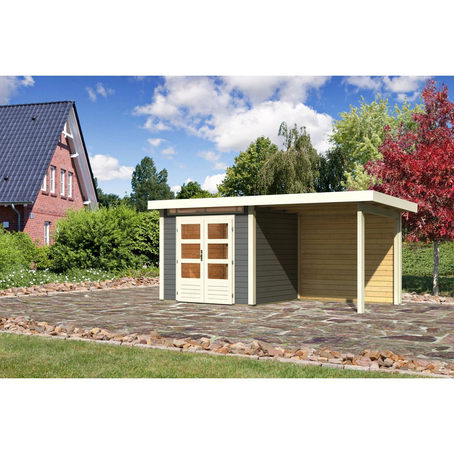 Karibu Holz-Gartenhaus Kumla Pultdach in Terragrau lackiert B/T/H: 244 x 204 x 222 cm - Bild 2