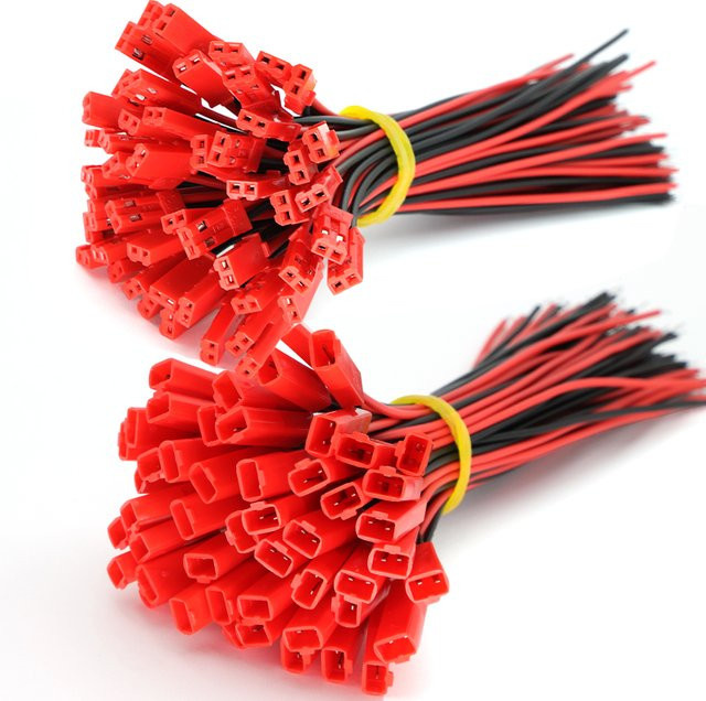 JCD JST 2-Pin Kabelverbinder Set aus Steckern und Buchsen in Rot für RC-Spielzeug, Akkus und LED-Lampen - Bild 1