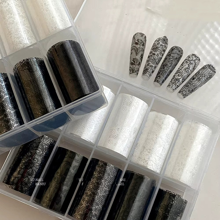 MAFANAILS Nagel Transfer Folien, schwarz weiß, 10 Rollen - Bild 4