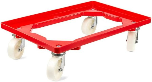 PROREGAL Transportroller für Euroboxen in Rot mit Kunststoffrädern und offenem Deck, Traglast 300 kg - Bild 1