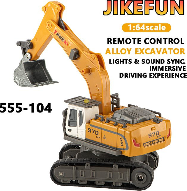 JIKEFUN Mini-Diecast-Bagger, 1:64, ferngesteuert, mit Licht und Soundeffekten - Bild 1