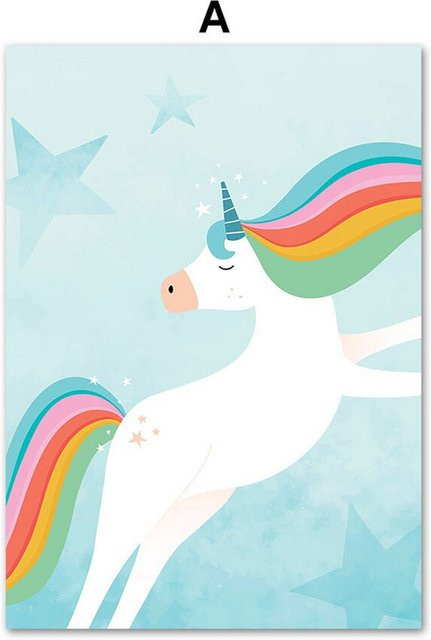 TPFLiving Poster Leinwand Modell A Abstract Illustration für Kinderzimmer und Mädchenzimmer, Mehrfarbig, B: 30 cm, H: 40 cm - Bild 1