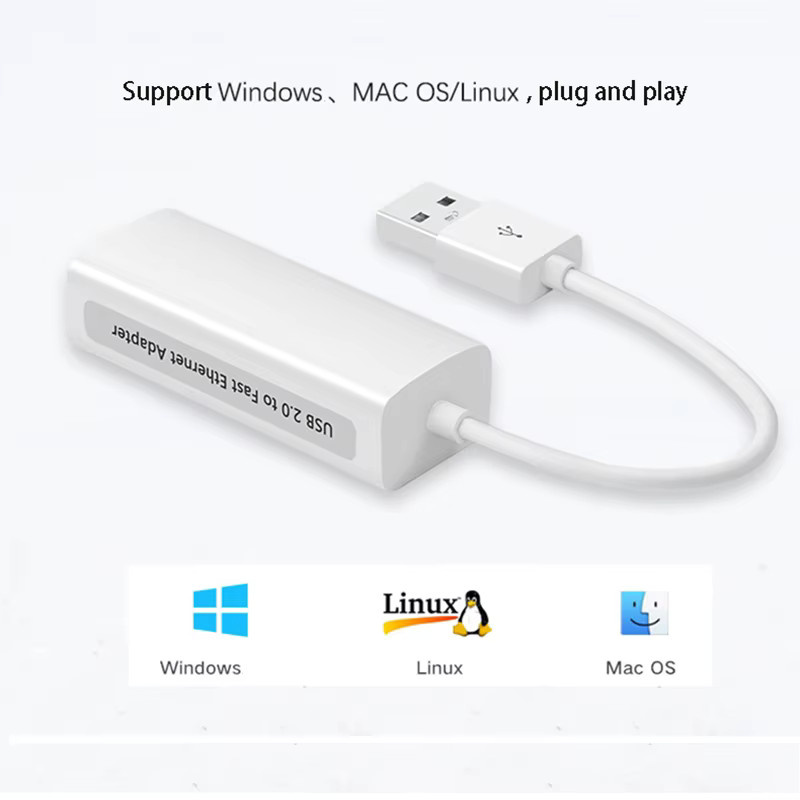 OULLX USB zu RJ45 Ethernet Adapter Splitter in Weiß für Tablet, Laptop und PC mit Micro USB und USB-A Anschlüssen für 100Mbps Netzwerkverbindung - Bild 3