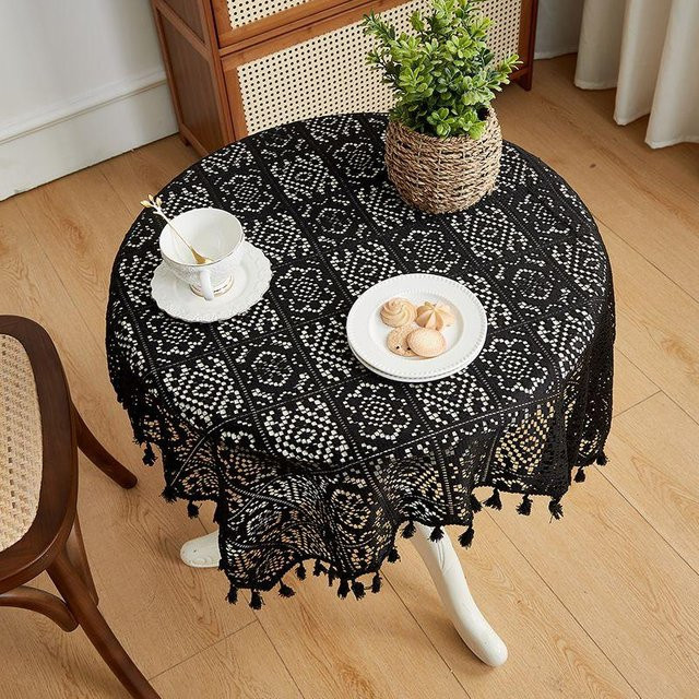JMG Household Supplies Tischdecke im französischen Landhausstil mit Hohlmuster, Schwarz, B/B: 150 x 150 cm - Bild 1