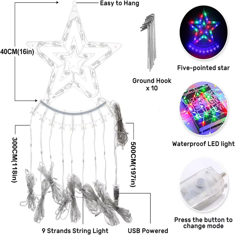 DACHAN Intelligente RGB Lichterkette mit App- und Fernbedienung, USB-Betrieb, 10 Modi, Mehrfarbig, für Außenbereich und Dekoration - Bild 2
