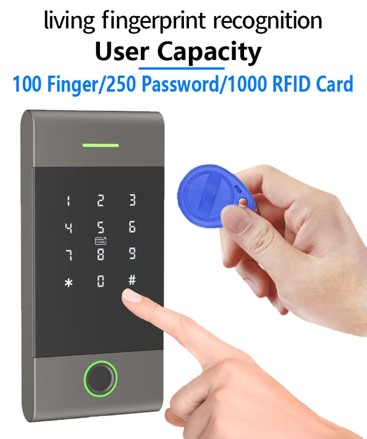 LUCKING DOOR Outdoor NFC Tastatur MJ01 mit Bluetooth, Fingerabdruck und RFID in Grau aus Aluminiumlegierung - Bild 4