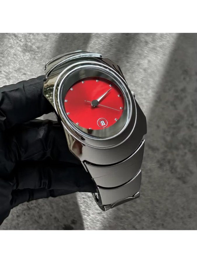 STARPERISH Herrenuhr, Quarz, Edelstahl, Rot, Silber, Analoguhr - Bild 3