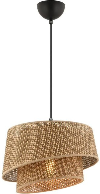 Opviq Pendelleuchte Barette in Beige aus Metall und Stoff mit E27 Fassung, B/T/H: 32 x 32 x 65 cm - Bild 1