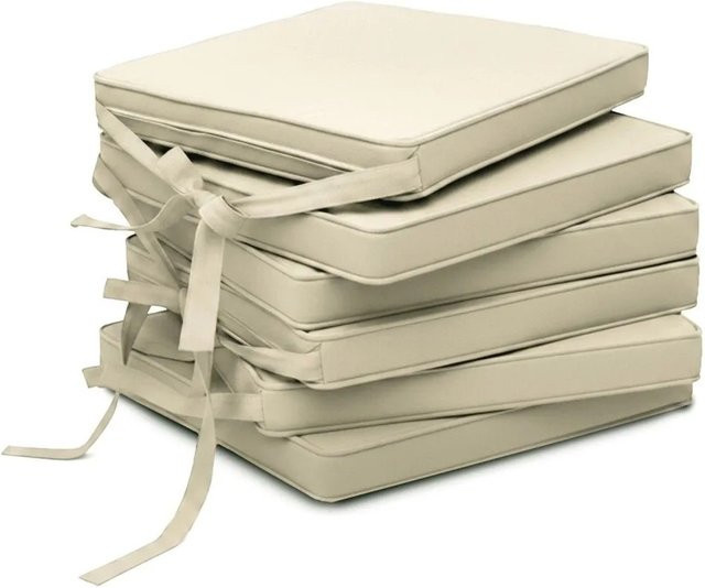 Beautissu Loft SK Stuhlkissen 6er Set in Beige, B/T/H: 45 x 40 x 5 cm - Bild 1