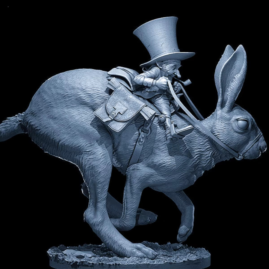 GK Zwerg-Postbote und Hase, Harz-Soldatenmodell, unmontierter Bausatz - Bild 2