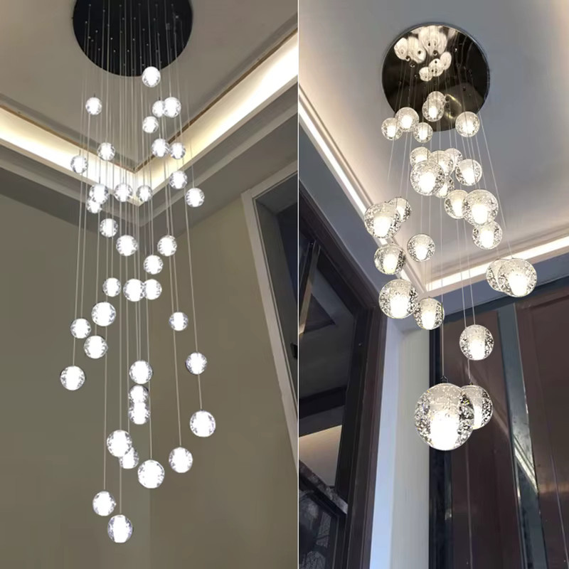 IISINUO Kristallglas Pendelleuchte in Form einer Kugel, Transparent, Warmweiß, Dekorative Hängeleuchte für Treppen, Restaurants und Bars - Bild 3