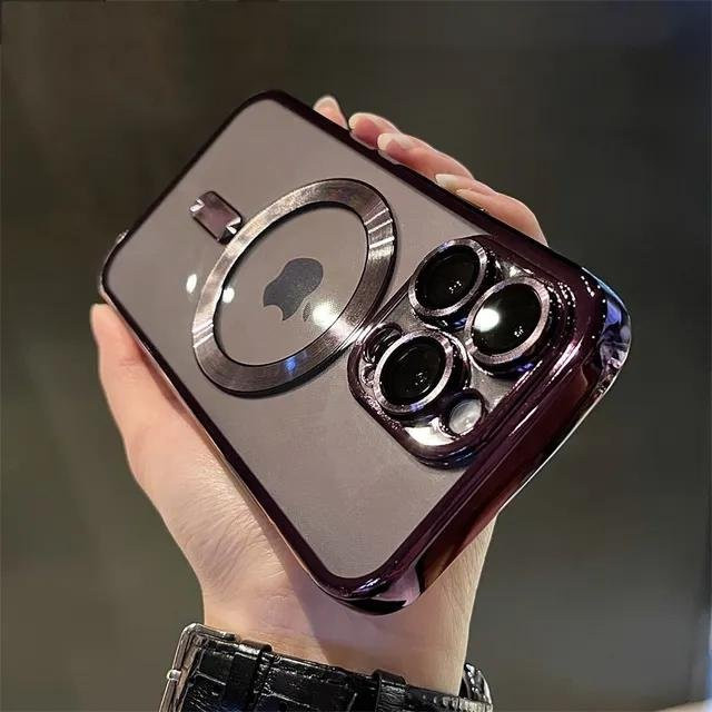 Yiran Magnetische Silikonhülle mit Luxus-Beschichtung für iPhone 11 bis iPhone 16 Pro Max, Transparent - Bild 1