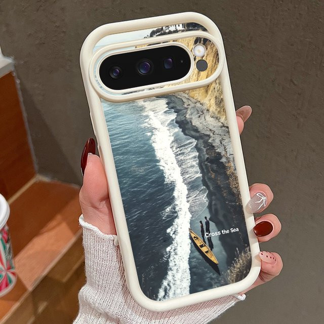 Stoßfeste Handyhülle mit Ozean-Landschaftsmuster aus weichem TPU-Silikon für Google Pixel 8 Pro, 8A, 9 Pro XL und Pixel 9 in Rot/Mehrfarbig - Bild 1