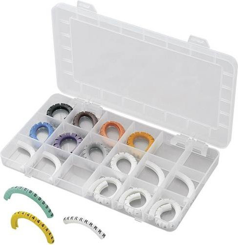 TRU Components ECMKS-1 Kennzeichnungsclip mit Aufdruck 0-9, L, N, R, S, T, PE, +, - in Multicolor, Außendurchmesser-Bereich 1 bis 3 mm - Bild 1