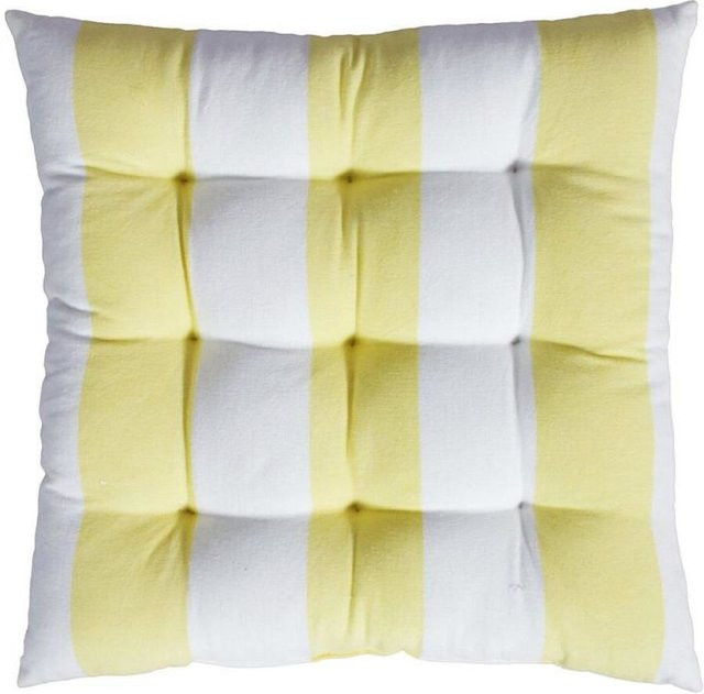 Svanefors Stuhlkissen Louise eckig, Gelb gestreift, B/L/H: 40 x 40 x 6 cm - Bild 1
