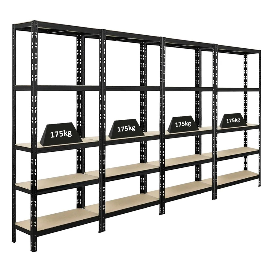 4er Set PROREGAL Schwerlastregal APOLLO in Schwarz mit verstellbaren Fachböden, H x B x T: 180 x 75 x 30 cm - Bild 2