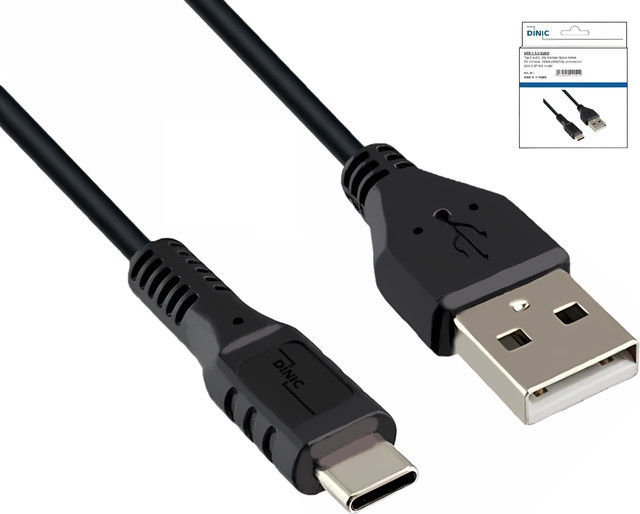 DINIC USB Typ C auf USB Typ A Ladekabel, Schwarz, 2 m - Bild 1