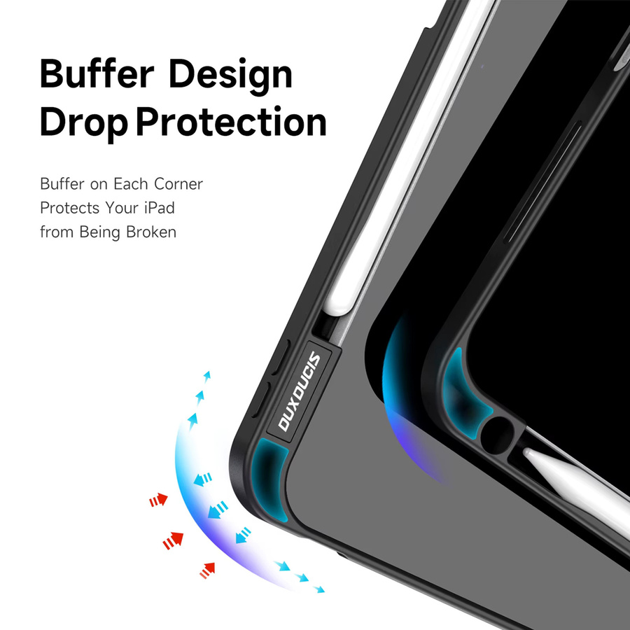 DUX DUCIS Clear Case für iPad Pro 11 2025, iPad Air 13, Mini 6/7 und iPad 10 mit abnehmbarer Abdeckung, Stylus-Stifthalter und Auto-Sleep-Wake Funktion in Transparent/Schwarz - Bild 5
