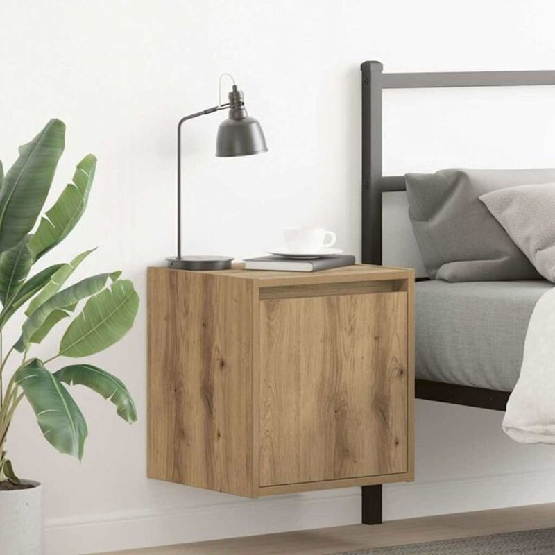 Vidaxl Wand-Nachttische 2er-Set in Eiche Natur Braun, Modernes Design, B/T/H: 38 x 40 x 40 cm - Bild 1