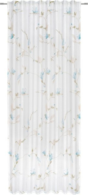 Mömax Fertigvorhang Magnolia in Blau und Weiß mit floralem Muster, Breite: 135 cm, Höhe: 245 cm - Bild 1