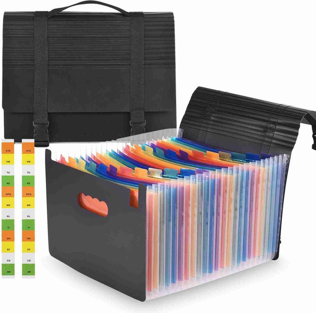 Binchi Outdoor Product Aktenordner A4 mit 24 Fächern und Griff in Schwarz - Bild 1