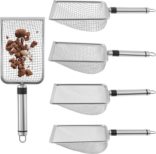 Toorise 5er Set Edelstahl Garten Bodensieb mit Griff in Silber zur Siebung von Sand und Kompost - Bild 1
