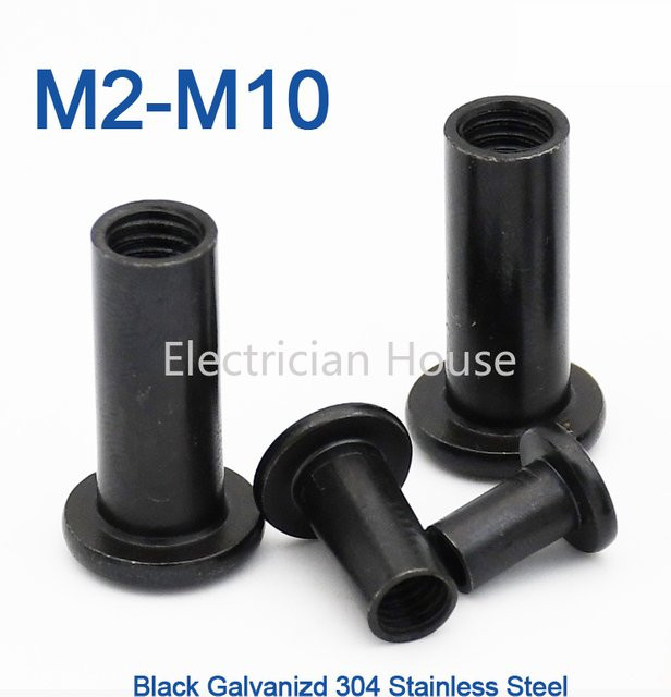 AZKD Möbelnietenverbinder aus schwarzem Edelstahl 304 mit Innensechskant als Hülsenkappenmutter für M2 bis M10 - Bild 1