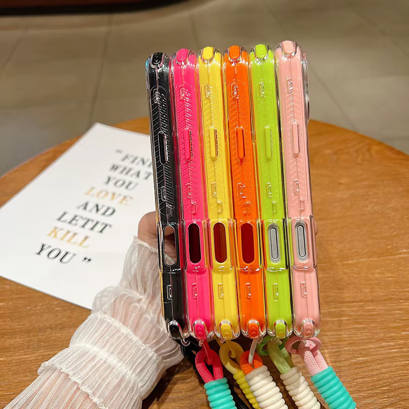 Sturzsichere TPU-Handyhülle mit Handschlaufe für Apple iPhone 11 bis 17 Pro Max in Candy-Farben (Mehrfarbig/Rot) - Bild 3