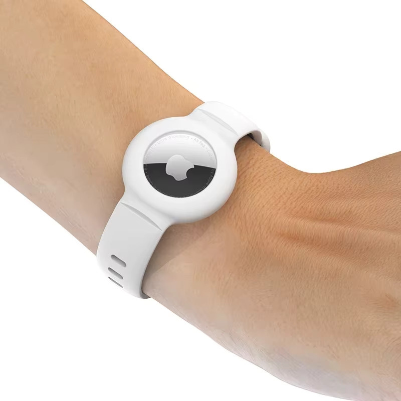 NMEGOU Silikonarmband für Apple AirTag in Weiß als Anti-Verlust-Schutzhülle für Kinder - Bild 3