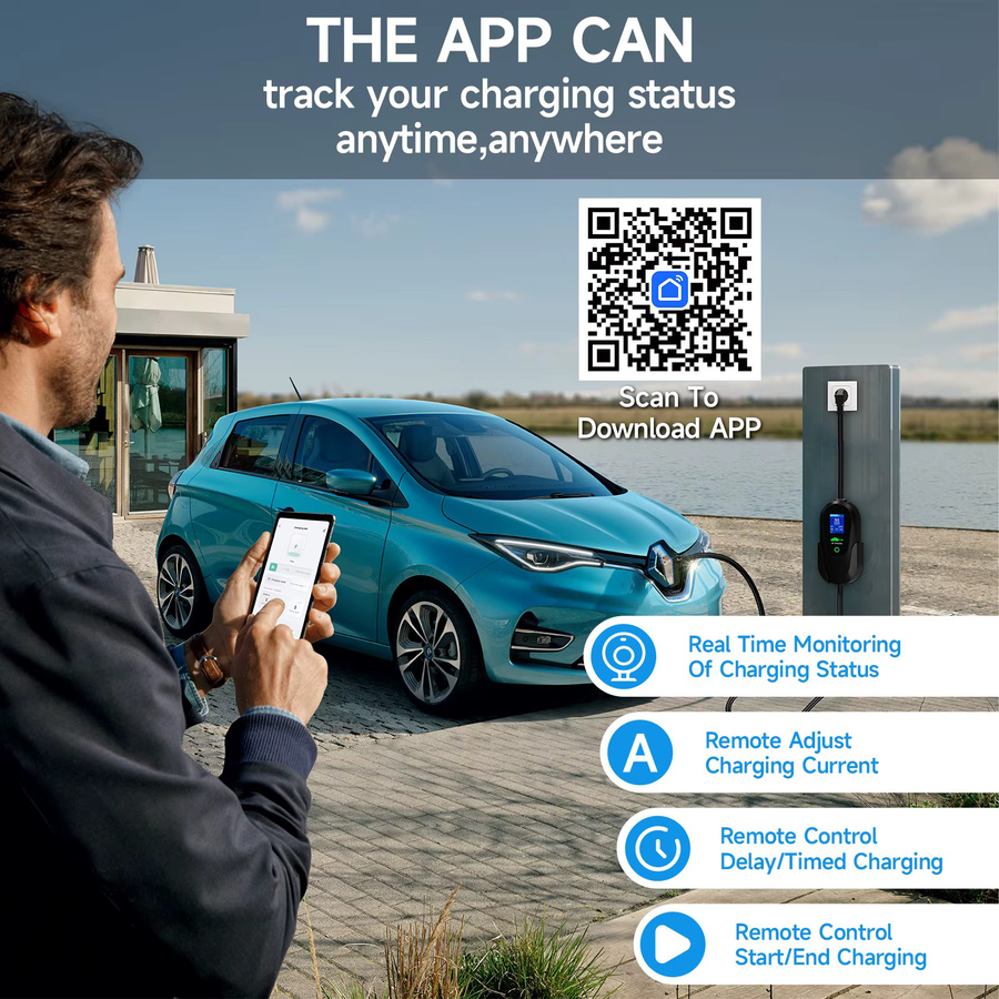 AFYEEV Tragbares EV-Ladegerät Typ 2 IEC62196-2 mit 3600 W, Typ 1 SAE J1772 Elektroauto-Ladegerät mit WiFi und Bluetooth APP-Steuerung - Bild 5