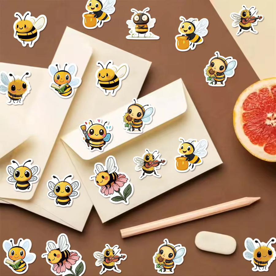 500 Stück Cartoon-Bienen-Belohnungsaufkleber in 10 verschiedenen Designs, Durchmesser: 2,5 cm, Mehrfarbig - Bild 4