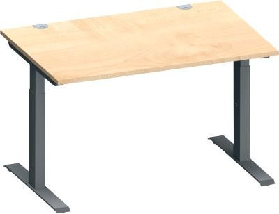 Schäfer Shop Genius Schreibtisch MODENA FLEX in Ahorn und Anthrazit mit T-Fuß Rechteckrohr, B/T/H: 120 x 80 x 65-85 cm - Bild 1