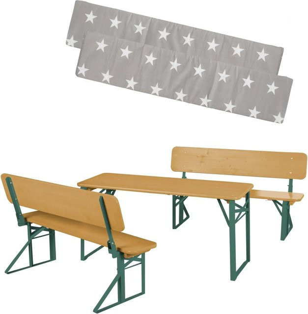 Roba Kinderpartygarnitur Little Stars aus Massivholz und Metall in Natur mit Bankkissen, B/T/H: 108 x 60 x 40 cm - Bild 2