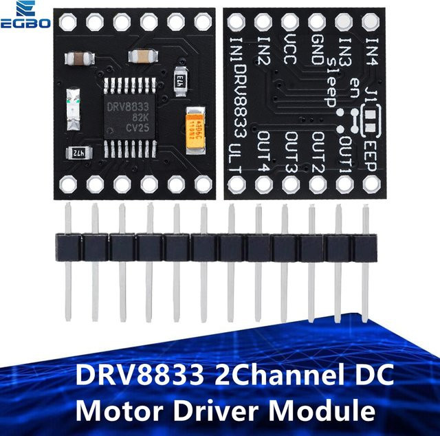 egbo DRV8833 2-Kanal-Gleichstrommotortreiber-Modulplatine, Schwarz, 0,5A, 3V-10V - Bild 1