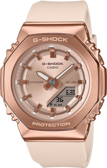 Casio G-Shock Damenuhr, Quarz, Edelstahl, Gold, 40 mm, 20 ATM - Bild 1