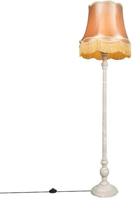QAZQA Stehlampe Classico in Hellgrau und Gold mit dimmbarem Granny Lampenschirm, Höhe: 175 cm - Bild 1