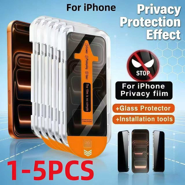PJPK Sichtschutz-Displayschutzfolie aus Glas für iPhone Modelle, transparent - Bild 1