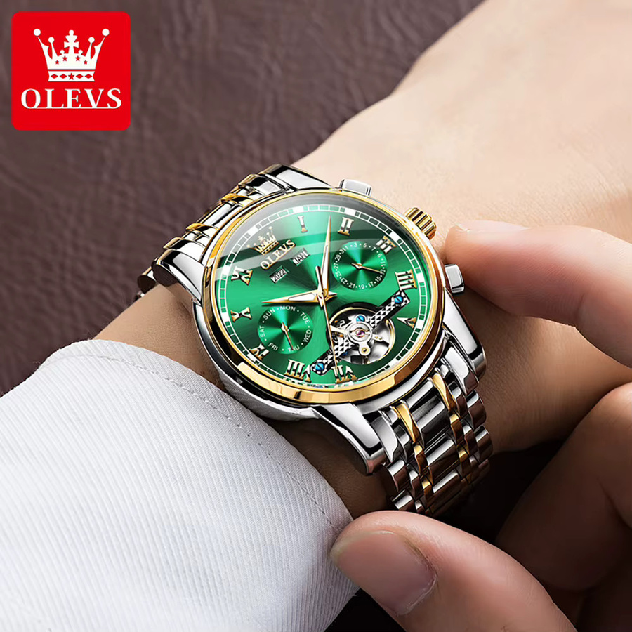 OLEVS Armbanduhr Automatik, Edelstahl, Schwarz, Herren - Bild 2