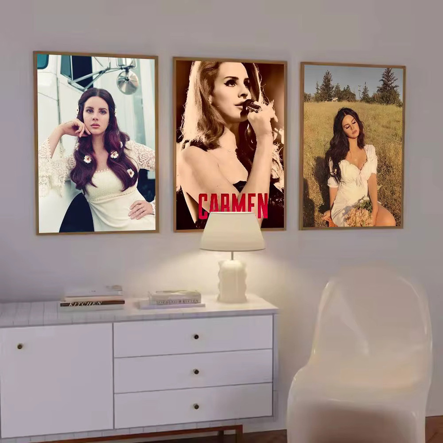 Potdemiel Lana Del Rey Poster Wandbild im Vintage-Stil mit Blumen, ungerahmt, Mehrfarbig - Bild 3