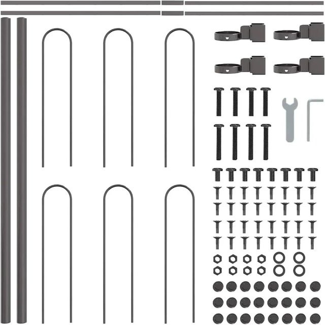 vidaXL Gartenzaun aus pulverbeschichtetem Stahl in Grau, B: 10,2 m, H: 0,6 m - Bild 1