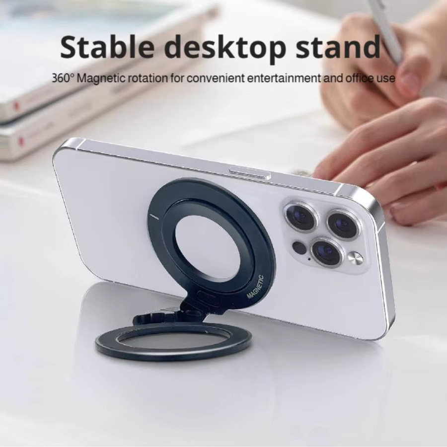 Magnetischer Telefonhalter mit 360 Grad Drehung und Klappfunktion für MagSafe, kompatibel mit iPhone und Samsung, in Schwarz oder Silber - Bild 2