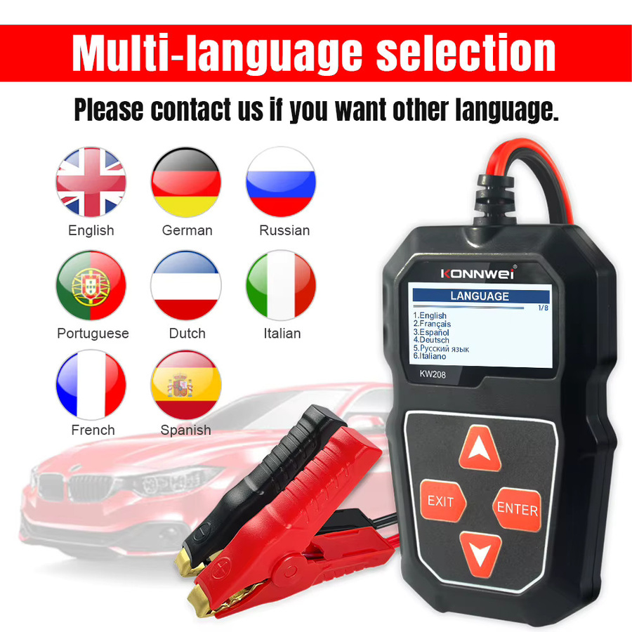 KONNWEI KW208 12 V Auto Batterie Tester und professioneller Automotive Analysator in Schwarz - Bild 6