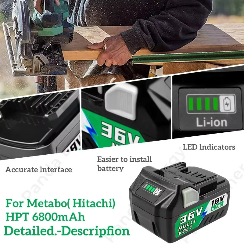 HiKOKI Li-Ionen-Akku 18 V 6,8 Ah in Schwarz für Multi-kompatible Werkzeugersatz BSL1850 BSL1860 BSL1840 DS18DSL C18DSL - Bild 4