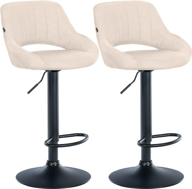 CLP Barhocker 2er Set Milet höhenverstellbar mit Lehne, gepolsterte Barstühle mit Stoffbezug und Metallgestell, drehbar - Bild 1