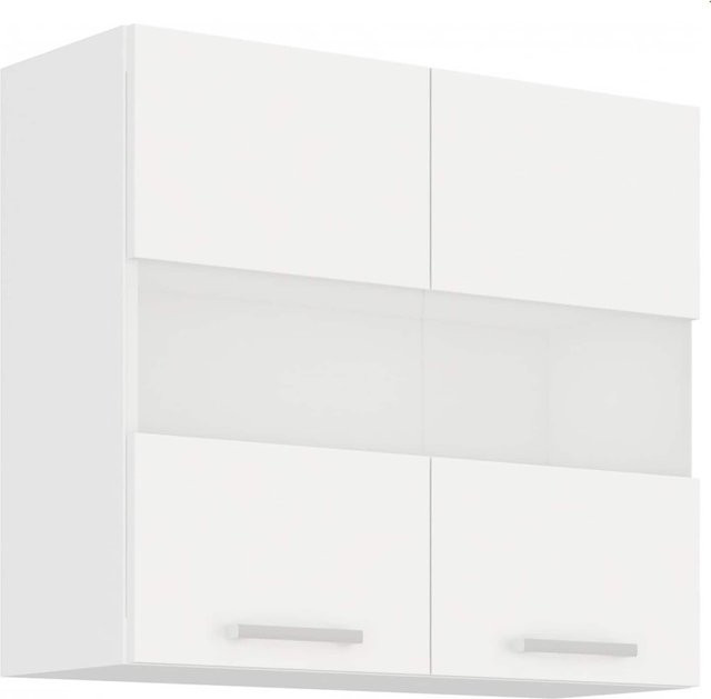 EKO Glashängeschrank White 80 in Weiss matt mit Glastüren und Einlegböden - Bild 1