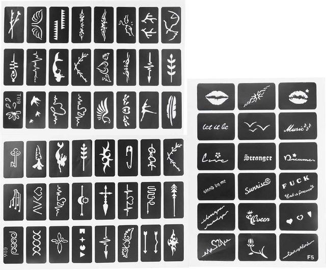 CosyHome Semipermanente kleine Tattoo-Schablonen, Airbrush-Vorlagen, black - Bild 1
